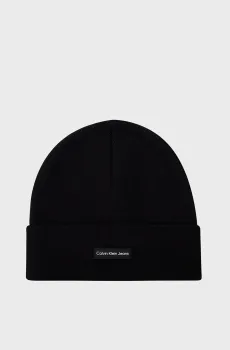 Мужская черная шапка INST PATCH BEANIE Черный ONESIZE Calvin Klein K50K512142