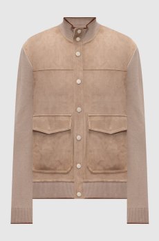 Коричневая комбинированная куртка