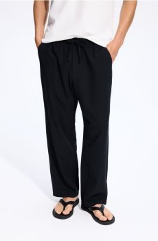 Reserved - Штани carrot fit із додаванням льону - чорний - YV893-99X
