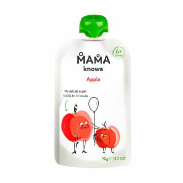 Детское фруктовое пюре Mama knows Яблоко, без сахара, от 6 месяцев, 90 г Детское фруктовое пюре Mama knows Яблоко, без сахара, от 6 месяцев, 90 г