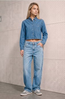 Джинси baggy із задніми кишенями з клапанами - бірюзовий