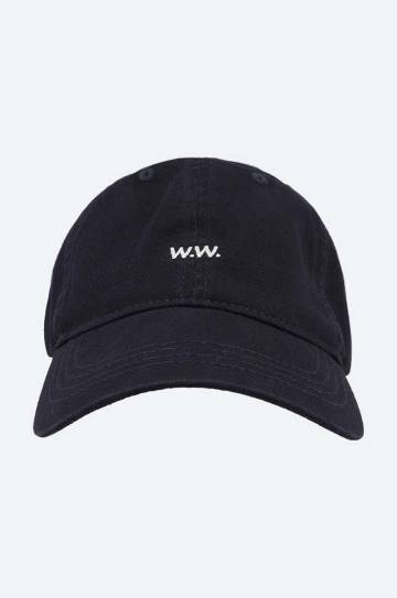 Хлопковая кепка Wood Wood Low profile twill cap цвет синий однотонная 12110804.7083 Хлопковая кепка Wood Wood Low profile twill cap цвет синий однотонная 12110804.7083