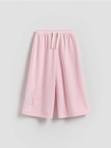 Reserved - Широкі трикотажні штани - пастельний рожевий - 759EX-03X