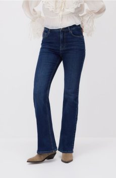 Reserved - Джинси кльош з високою посадкою - темно-синій - 709IR-59J