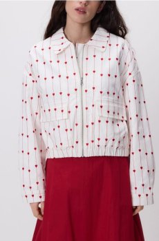 Reserved - Куртка з сердечками - білий - 123IL-00J