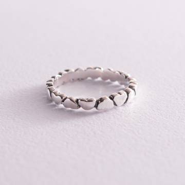 Серебряное кольцо с сердечками 112009 Серебряное кольцо с сердечками 112009