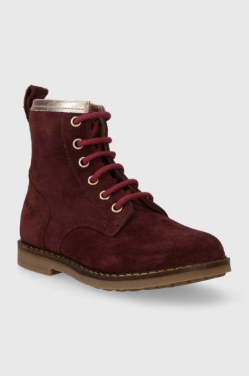 Детские замшевые ботинки Pom Dapi TRIP HI LACE цвет бордовый
