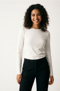 Поліамідна футболка з довгим рукавом - кремовий