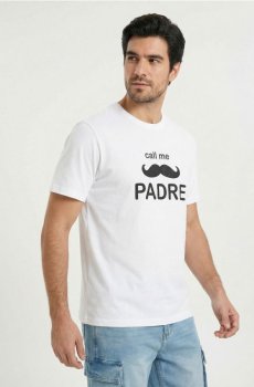 Бавовняна футболка з написом Call Me Padre - білий