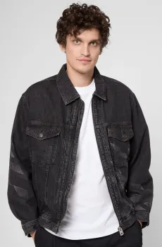 Мужская черная джинсовая куртка Черный XL HUGO 50551885;001