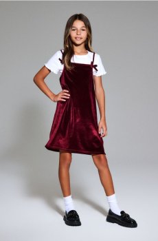 Комплект: сукня та футболка - бордовий