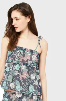 Женский синий топ с узором BLOSSOM Синий S Etam 6518026