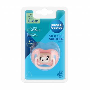 Пустышка круглая силиконовая Canpol Babies Exotic Animals Панда, с рождения до 6 месяцев, 1 шт (34/933_panda)