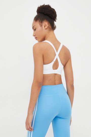 Спортивный бюстгальтер adidas Performance цвет белый однотонный Спортивный бюстгальтер adidas Performance цвет белый однотонный