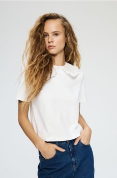 Reserved - Футболка з коміром - кремовий - 247HT-01X