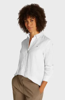 Женская белая льняная рубашка ESS Белый XS Tommy Hilfiger WW0WW44679