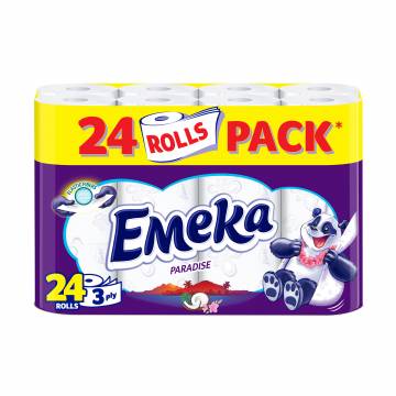 Туалетная бумага Emeka Paradise, белая, 3-слойная, 24 шт
