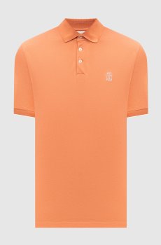 Оранжевое поло с принтом эмблемы
