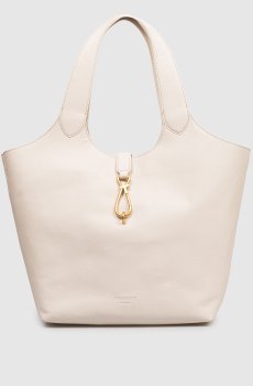 Кожаная сумка-тоут цвета айвори с логотипом