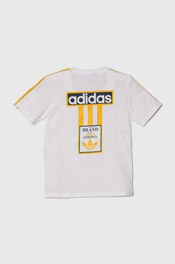 Детская хлопковая футболка adidas Originals цвет белый с аппликацией Детская хлопковая футболка adidas Originals цвет белый с аппликацией
