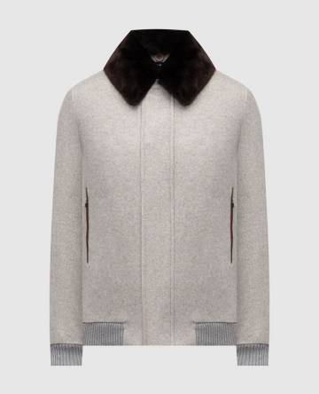 Серая куртка с кашемиром на меху