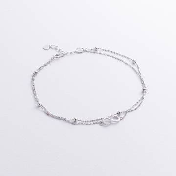 Серебряный браслет "Бесконечность и шарики" на ногу (фианиты) 905-01585 Серебряный браслет "Бесконечность и шарики" на ногу (фианиты) 905-01585