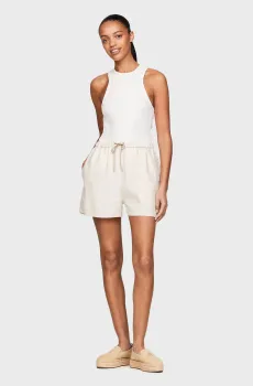 Женские белые льняные шорты PULL ON CASUAL LINEN SHORT Белый 32 Tommy Hilfiger WW0WW41376