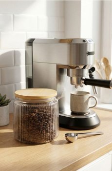 Скляний контейнер для їжі з бамбуковою кришкою - clear