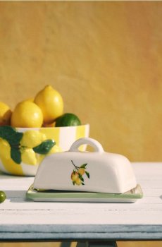 Керамічна маслянка з принтом лимона - білий