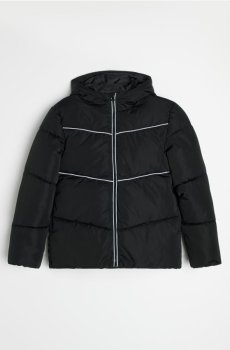 Куртка puffer з капюшоном і світловідбивними елементами - чорний
