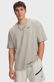Мужская бежевая футболка UA M HWT OS WASH SS-BRN Бежевый L Under Armour 6014444-203