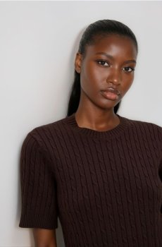 Reserved - Джемпер із текстурованого трикотажу - темно коричневий - 604IN-89X