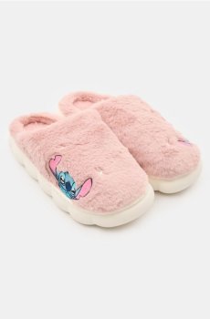 Капці зі штучним хутром і вишивкою Stitch - пастельний рожевий