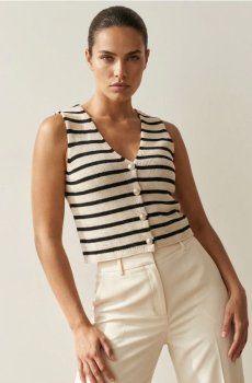 Бавовняна жилетка у смужку - чорний