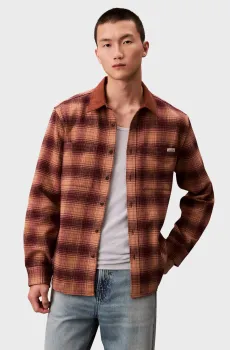 Мужская коричневая рубашка в клетку LS BRUSHED YD Коричневый XXL Calvin Klein Jeans LV04RD107G