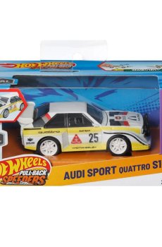 Инерционная автомодель Hot Wheels Pull-Back Speeders Audi Sport Quattro S1 E2, белый, от 3 лет, 8*16*8 см (HPR70)