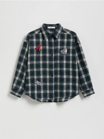 Reserved - Сорочка в клітинку з нашивкою - різнобарвний - 443FW-MLC Reserved - Сорочка в клітинку з нашивкою - різнобарвний - 443FW-MLC