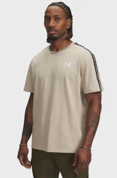 Мужская бежевая футболка UA Icon HWT Tee Taping Бежевый S Under Armour 1390300-299