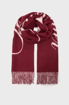 Женский бордовый шерстяной шарф SCRIPT LOGO Бордовый ONESIZE Tommy Hilfiger AW0AW17786