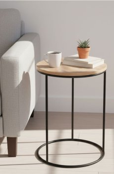 Круглий кавовий столик - бежевий