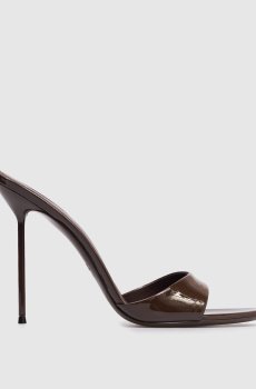 Коричневые кожаные лакированные мюли LIDIA