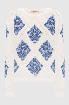 Белый джемпер в узоре