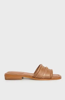 Женские рыжие кожаные слайдеры MANDY Рыжий 36 Michael Kors 40R5MAFS2L