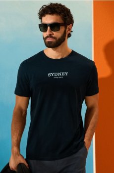 Бавовняна футболка з написом Sydney - темно-синій