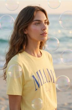 Бавовняна футболка з написом Miami - yellow jeans