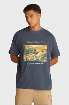 Мужская темно-синяя футболка BEACH CLUB Синий M Tommy Jeans DM0DM21387