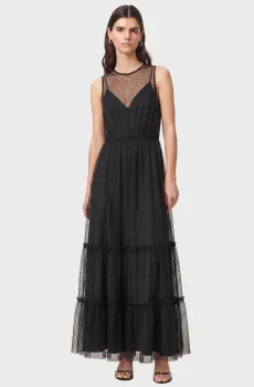 Женское черное платье в горошек TERRA Черный S AllSaints W055DF