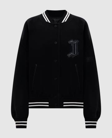 Черный бомбер с шерстью