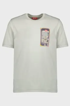 Мужская светло-серая футболка T-ADJUST-V1 Серый XL Diesel A19979 0QIAM