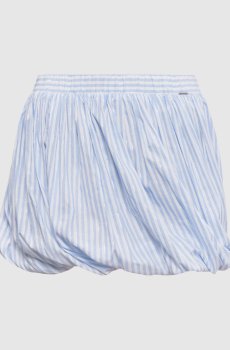 Голубая юбка в полоску с драпировкой